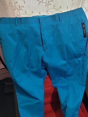 INC International Concepts Teal Blue Men's Flat-Front Chinos